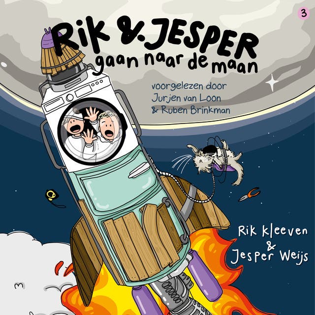 Rik en Jesper gaan naar de maan – omslag van het luisterboek van Jesper Weijs,Rik Kleeven
