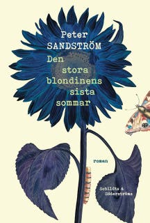 Den stora blondinens sista sommar – omslag till ljudboken av Peter Sandström