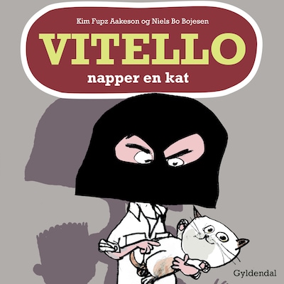 Vitello napper en kat – omslag til lydbogen af Kim Fupz Aakeson, Niels Bo Bojesen