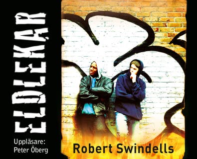Eldlekar – omslag till ljudboken av Robert Swindells