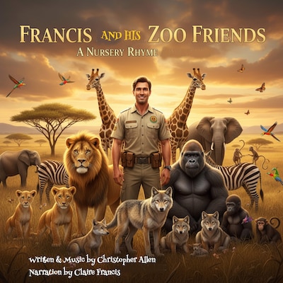 Francis and his Zoo Friends – omslag til lydbogen af AI Voice Christopher Allen