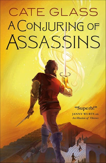 A Conjuring of Assassins – omslag til lydbogen af Cate Glass