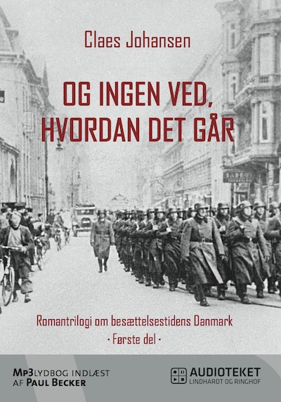 Og ingen ved, hvordan det går – omslag til lydbogen af Claes Johansen