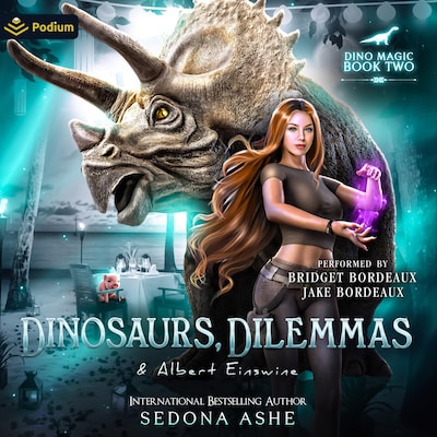 Dinosaurs, Dilemmas and Albert Einswine – omslag til lydbogen af Sedona Ashe