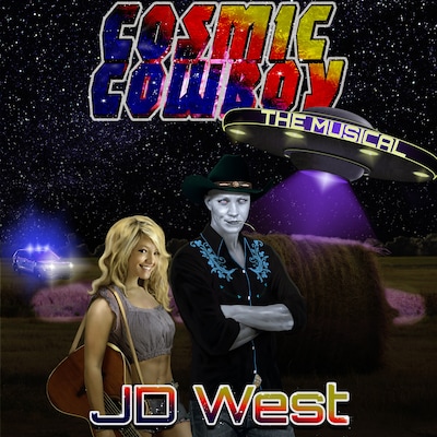 COSMIC COWBOY the MUSICAL – omslag til lydbogen af JD West