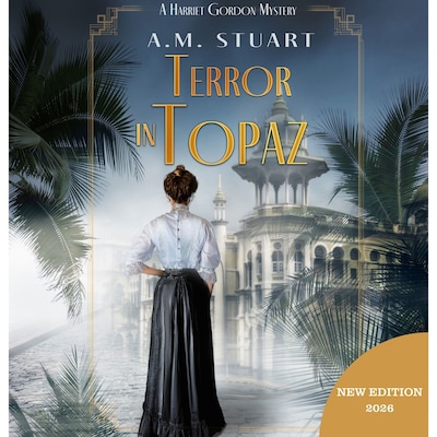 TERROR IN TOPAZ – omslag til lydbogen af A.M. Stuart