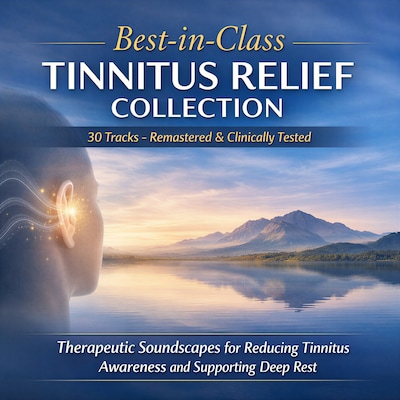 Best-in-Class Tinnitus Relief Collection: 30 Tracks – Remastered & Clinically Tested – omslag til lydbogen af Dr. Nuria van Baaren