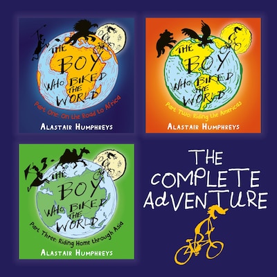 The Boy Who Biked the World Collection – omslag till ljudboken av Alastair Humphreys