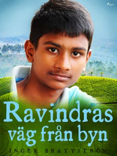 Ravindras väg från byn – omslag till ljudboken av Inger Brattström