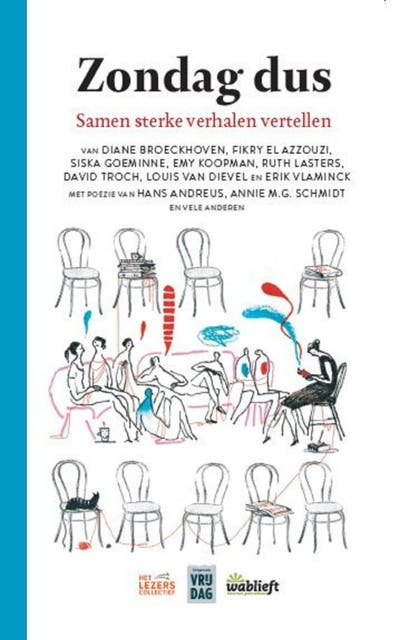 Zondag dus: Samen sterke verhalen vertellen – omslag van het luisterboek van Diane Broeckhoven,Emy Koopman,Fikry El Azzouzi,Siska Goeminne