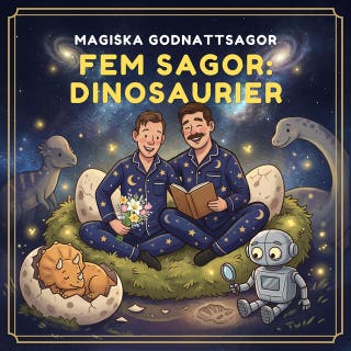 Fem sagor: dinosaurier – omslag till ljudboken av Magiska Godnattsagor