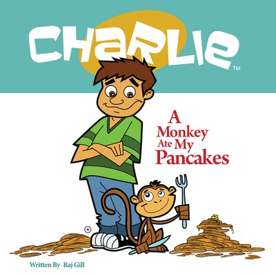A Monkey Ate My Pancakes – omslag til lydbogen af Raj Gill