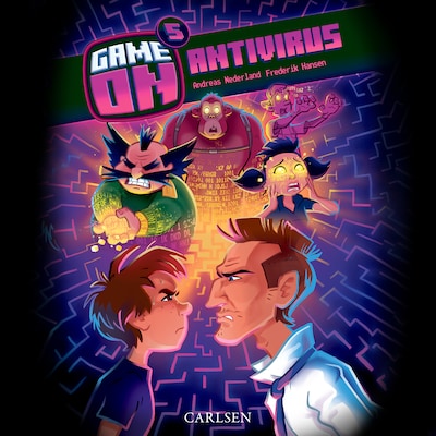 Game on (5) - Antivirus – omslag til lydbogen af Andreas Nederland, Frederik Hansen
