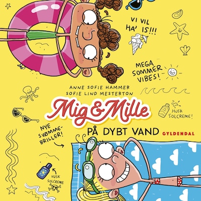 Mig & Mille - På dybt vand – omslag til lydbogen af Anne Sofie Hammer, Sofie Lind Mesterton
