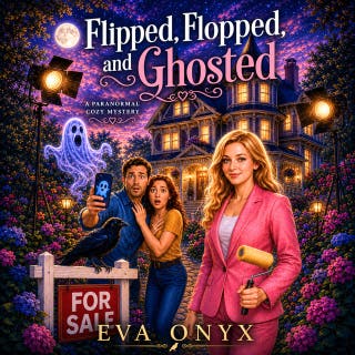 Flipped, Flopped & Ghosted: A paranormal cozy mystery with ghosts – omslag till ljudboken av Eva Onyx
