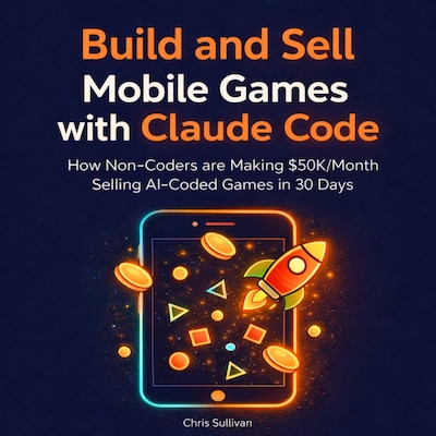 Build and Sell Mobile Games with Claude Code – omslag til lydbogen af Chris Sullivan