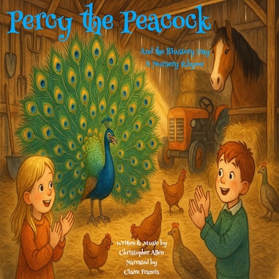 Percy the Peacock and The Blustery Day – omslag til lydbogen af AI Voice Christopher Allen
