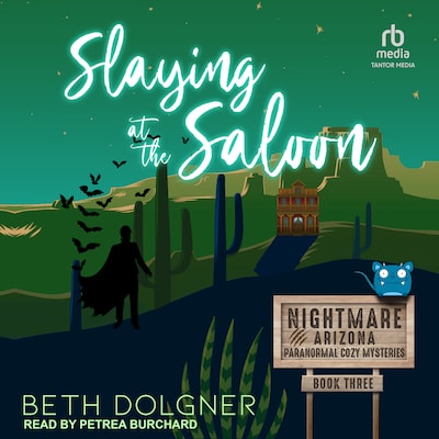 Slaying at the Saloon – omslag til lydbogen af Beth Dolgner