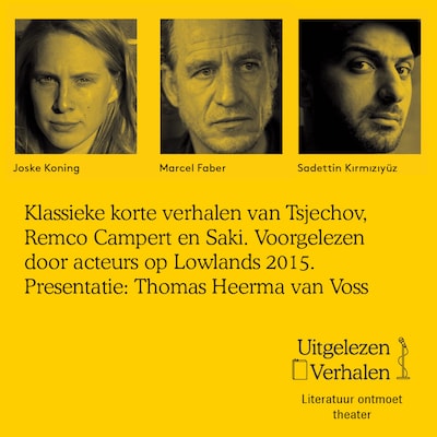 Lowlands 2015 – omslag van het luisterboek van Anton Tsjechov, Remco Campert, Saki