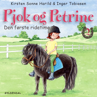 Pjok og Petrine 2 - Den første ridetime – omslag til lydbogen af Kirsten Sonne Harild