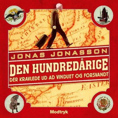 Den hundredårige der kravlede ud ad vinduet og forsvandt – omslag til lydbogen af Jonas Jonasson