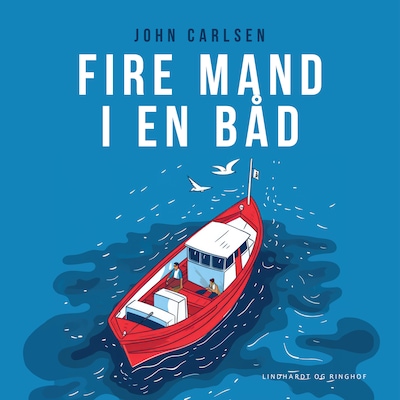 Fire mand i en båd – omslag til lydbogen af John Carlsen