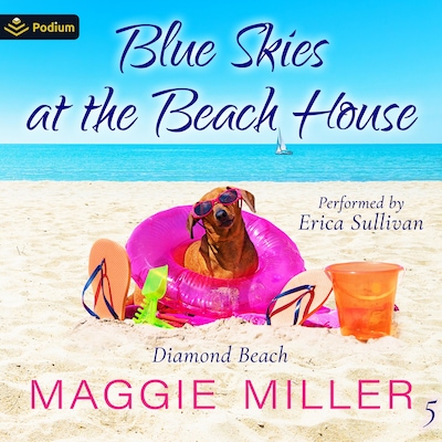Blue Skies at the Beach House – omslag til lydbogen af Maggie Miller