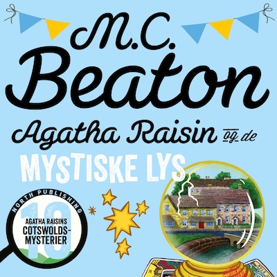 Agatha Raisin og de mystiske lys – omslag til lydbogen af M.C. Beaton
