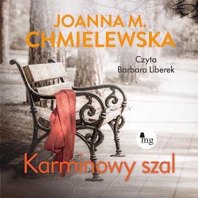 Karminowy szal – okładka audiobooka, autor Joanna M. Chmielewska