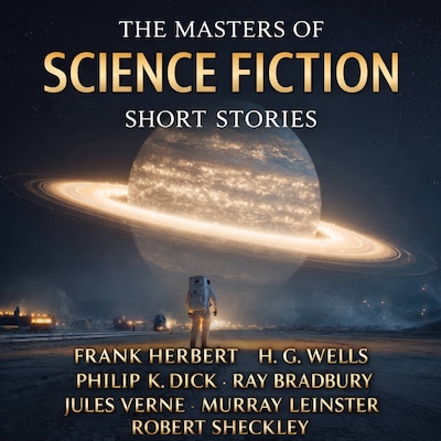 The Masters of Science Fiction Short Stories – omslag til lydbogen af Frank Herbert, H. G. Wells, Philip K. Dick