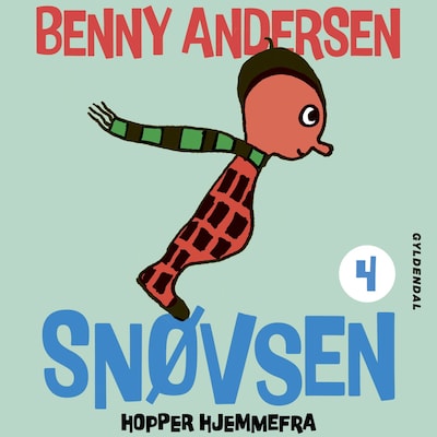 Snøvsen hopper hjemmefra – omslag til lydbogen af Benny Andersen
