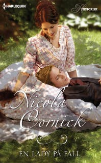 En lady på fall – omslag till ljudboken av Nicola Cornick