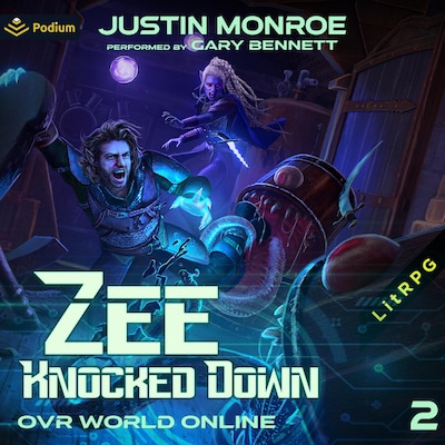 Zee Knocked Down – omslag til lydbogen af Justin Monroe