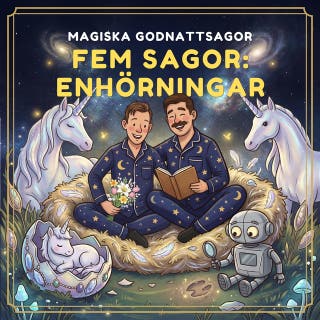 Fem sagor: enhörningar – omslag till ljudboken av Magiska Godnattsagor