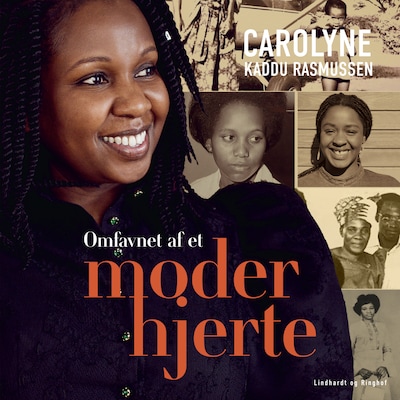 Omfavnet af et moderhjerte – omslag til lydbogen af Carolyne Kaddu Rasmussen