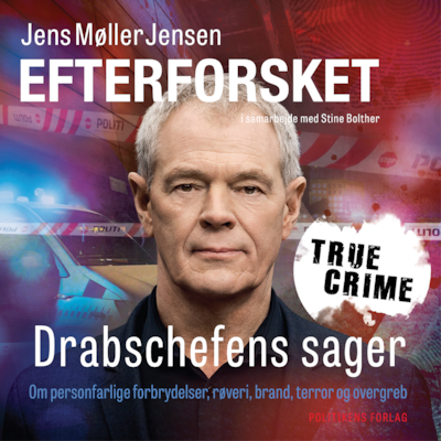 Efterforsket – omslag til lydbogen af Stine Bolther, Jens Møller Jensen