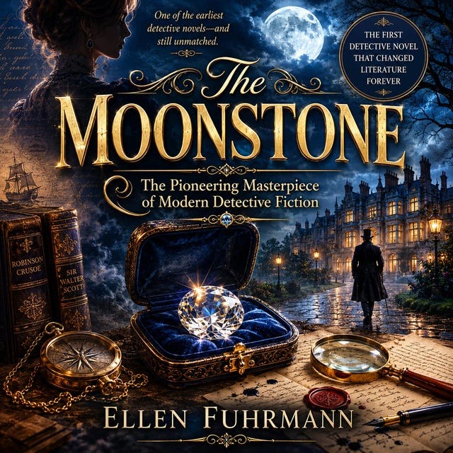 The Moonstone (Part I): The Pioneering Masterpiece of Modern Detective Fiction. – omslag til lydbogen af Wilkie Collins