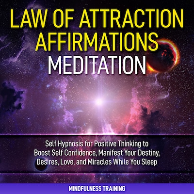 Law of Attraction Affirmations Meditation: Self Hypnosis for Positive Thinking to Boost Self Confidence, Manifest Your Destiny, Desires, Love, & Miracles While You Sleep (Self Hypnosis, Affirmations, Guided Imagery & Relaxation Techniques) – omslag til lydbogen af Mindfulness Training