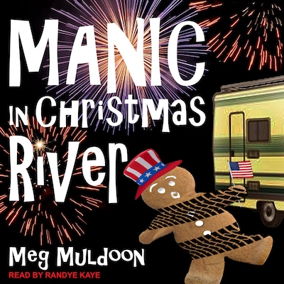 Manic in Christmas River – omslag til lydbogen af Meg Muldoon