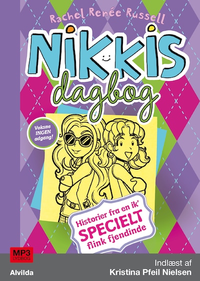 Nikkis dagbog 11: Historier fra en ik’ specielt flink fjendinde – omslag til lydbogen af Rachel Renée Russell