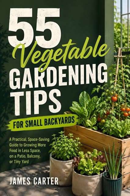 55 Vegetable Gardening Tips for Small Backyards: A Practical, Space-Saving Guide to Growing More Food in Less Space, on a Patio, Balcony, or Tiny Yard – omslag til lydbogen af James Carter