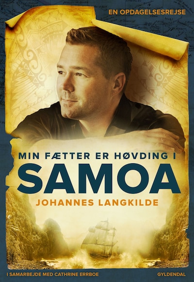 Min fætter er høvding i Samoa – omslag til lydbogen af Johannes Langkilde, Cathrine Errboe