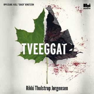 Tveeggat – omslag till ljudboken av Rikki Tholstrup Jørgensen