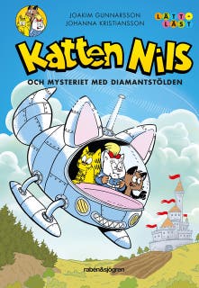 Katten Nils och mysteriet med diamantstölden – omslag till ljudboken av Joakim Gunnarsson,Johanna Kristiansson