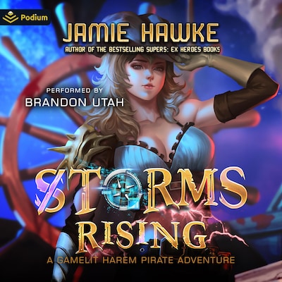 Storms Rising – omslag til lydbogen af Jamie Hawke