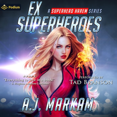 Ex-Superheroes – omslag til lydbogen af A.J. Markam