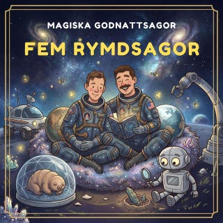 Fem rymdsagor – omslag till ljudboken av Magiska Godnattsagor