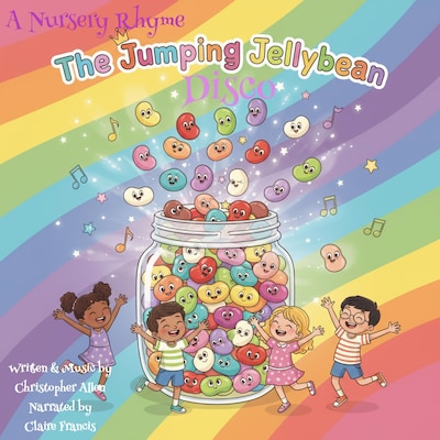 The Jumping Jelly Bean Disco – omslag til lydbogen af AI Voice Christopher Allen