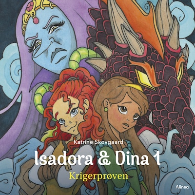 Isadora og Dina - Krigerprøven, – omslag til lydbogen af Katrine Skovgaard Rasmussen