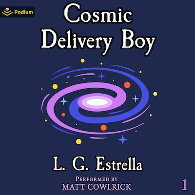 Cosmic Delivery Boy – omslag til lydbogen af L.G. Estrella